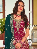 Rani Pink Faux Georgette Plazzo Suit